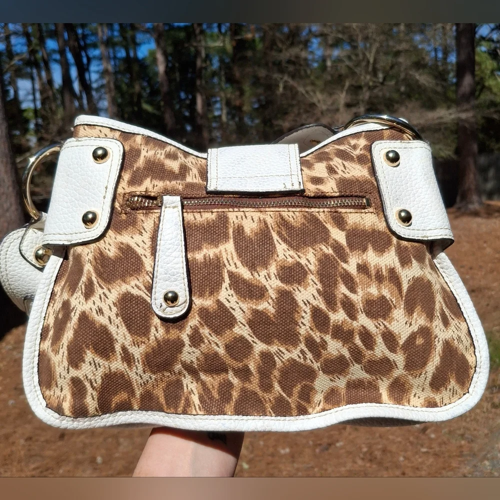 Rare New Vintage Y2K Guess Leopard Print & White Faux Leather Shoulder Bag - Picture 5 of 15